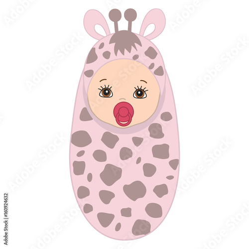 Vector Cute Baby in Giraffe Costume.