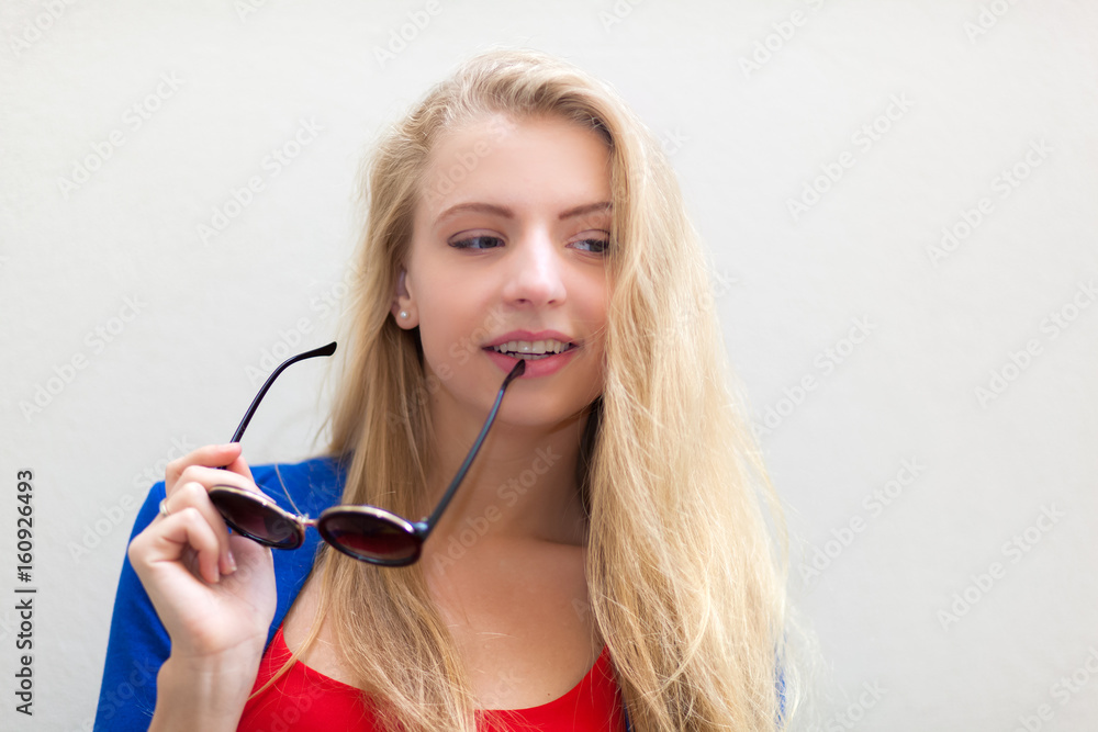 Beautiful woman in a pensive expression