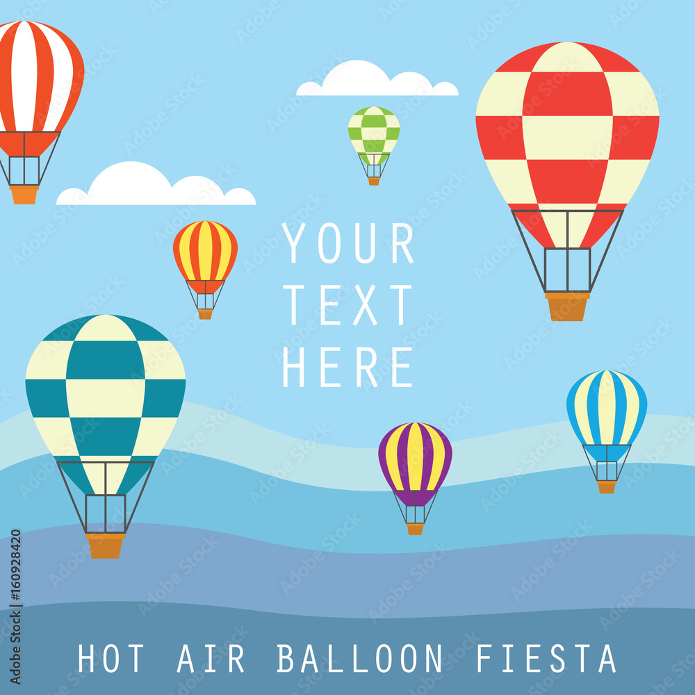 Fototapeta premium hot air balloon festival / fiesta banner / poster with text space for your slogan / tag line, vector illustration