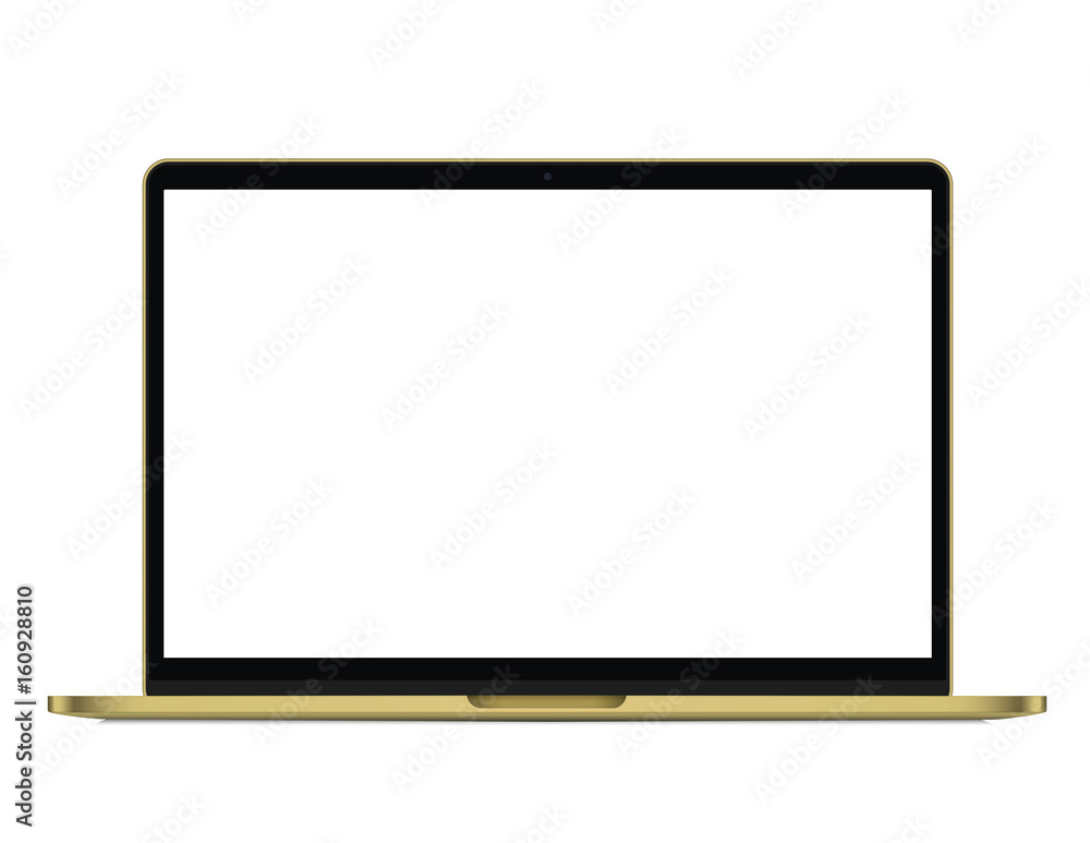 Modern rich golden ultrabook, notebook, laptop isolated. Vector illustration. Modern rich golden ultrabook, notebook, laptop isolated. Vector illustration.