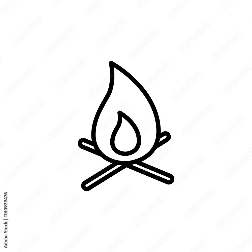 thin line bonfire icon on white background