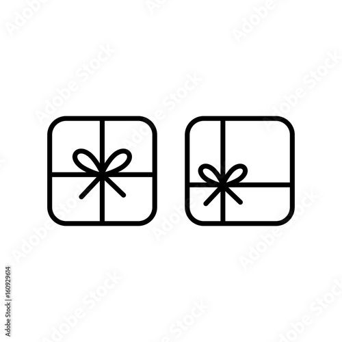 thin line gift icon on white background