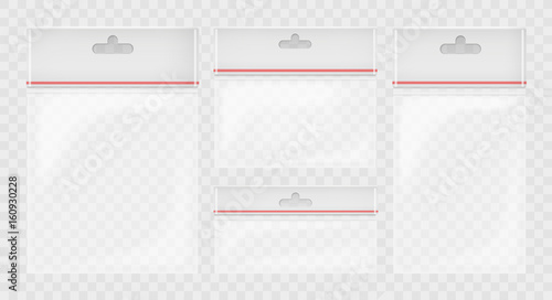 Vector collection of realistic plastic bags on the transparent alpha background.