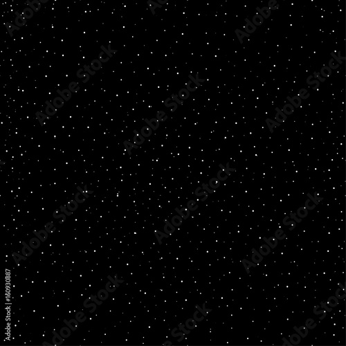 Abstract seamless pattern.Stars in space  falling snow on a black background. White dots. Vector illustration.