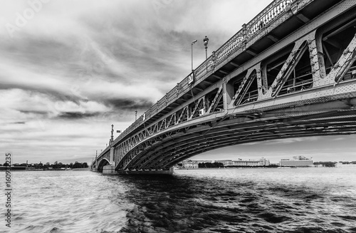 Trinity Bridge in Saint Petersburg (Russia) in black and white tones