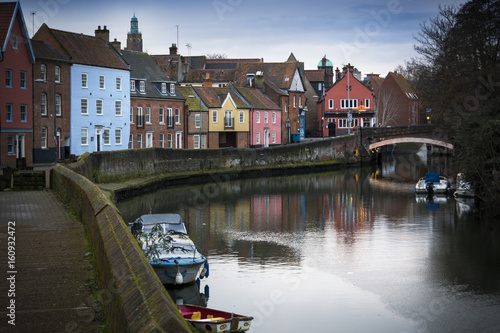 Norwich riverside scene along the banks of the river Wensum photo