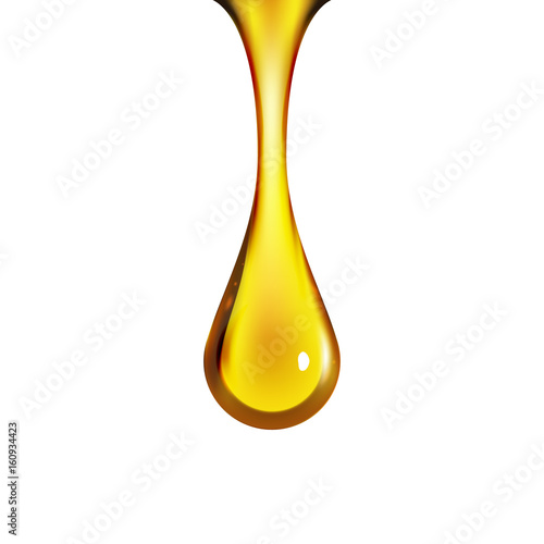 Fototapeta Golden oil drop isolated on white