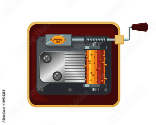 Canvas-taulu Realistic vintage music box. Isolated on white