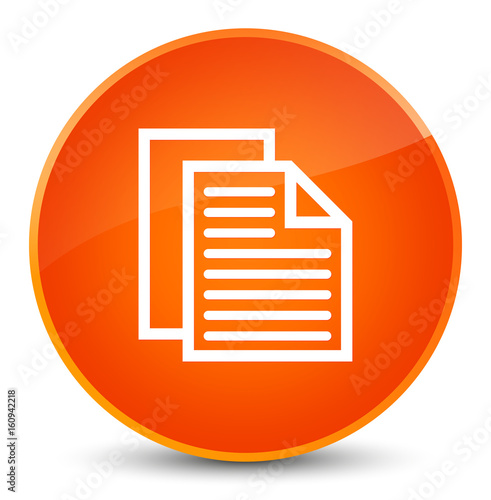 Document pages icon elegant orange round button