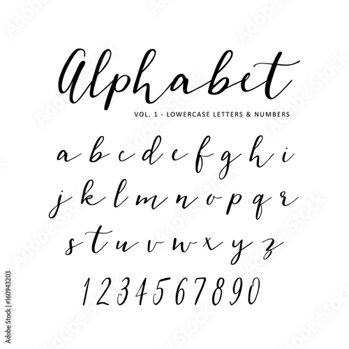 Hand drawn vector alphabet. Script font. Isolated letters written with marker or ink. Lettering.