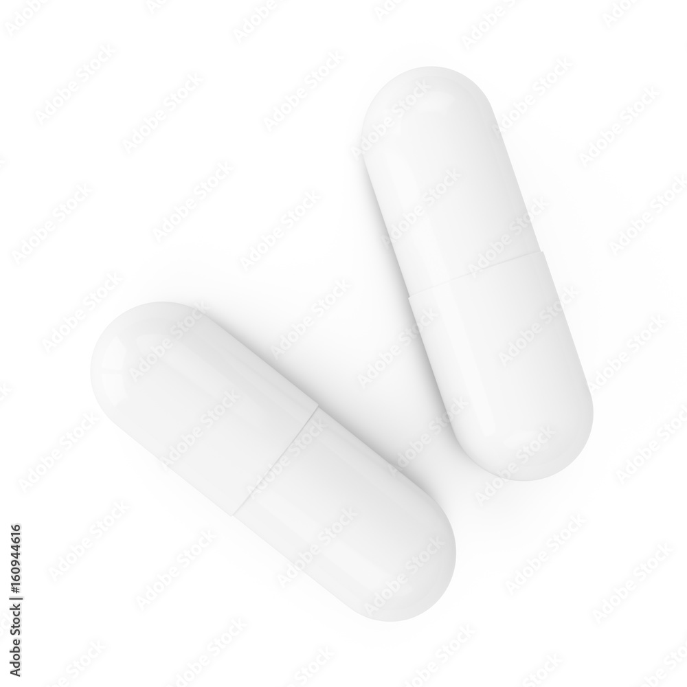 3D rendering Capsule pills isolated on white 3D rendering Capsule pills isolated on white