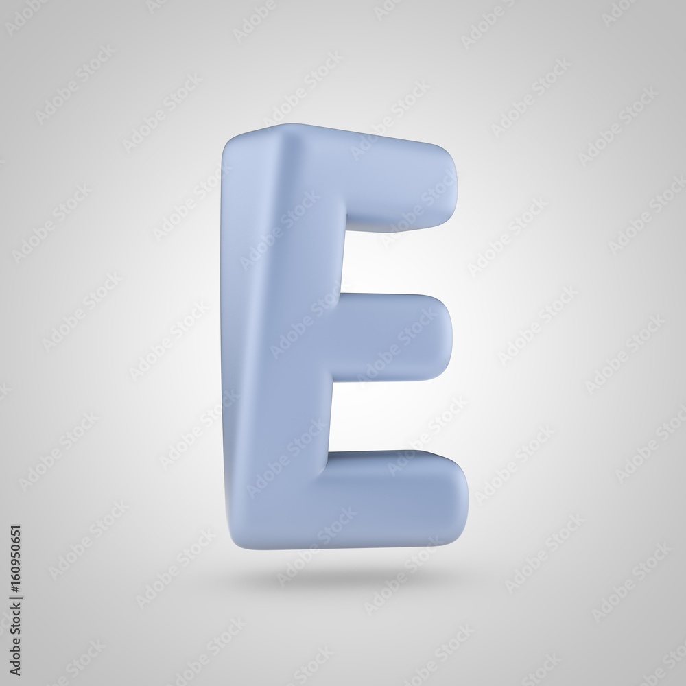 Serenity color letter E uppercase isolated on white background Serenity color letter E uppercase isolated on white background
