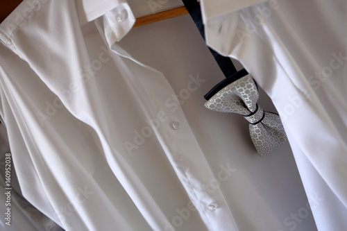 Groom's shirt and bow tie ready to wear