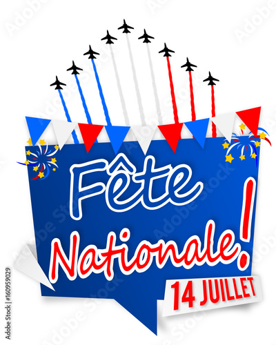 14 juillet - Fête nationale française panneau bleu - patrouille - avion