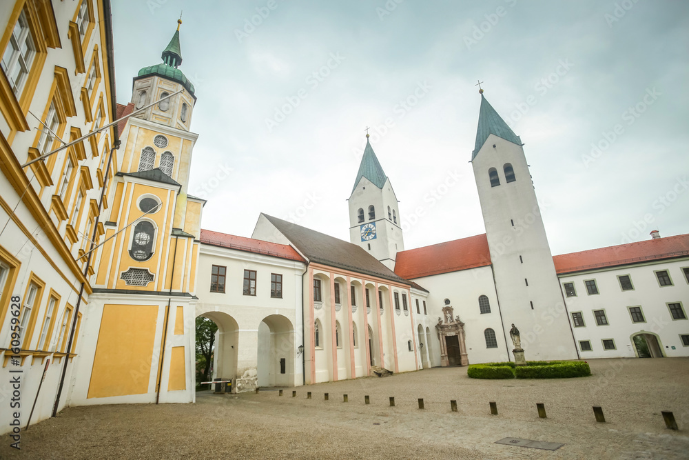 A view of the romanesque basilica Saint Mary and Corbinian Cathedral in Freising, Germany.