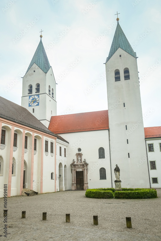 A view of the romanesque basilica Saint Mary and Corbinian Cathedral in Freising, Germany.