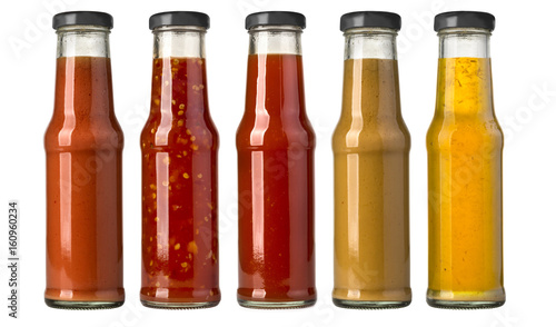 barbecue sauces in glass bottles