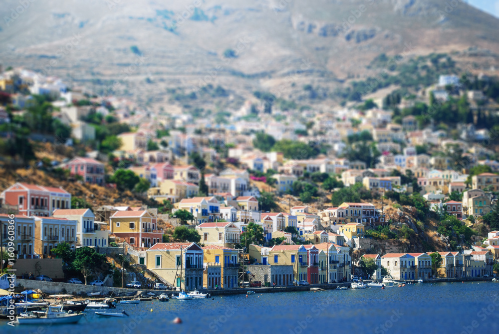 Wonderful Greece. Island Symi, tilt shift