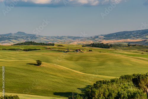 Rural landscape of valleys in summer in the province of siena in tuscany italy © DD25