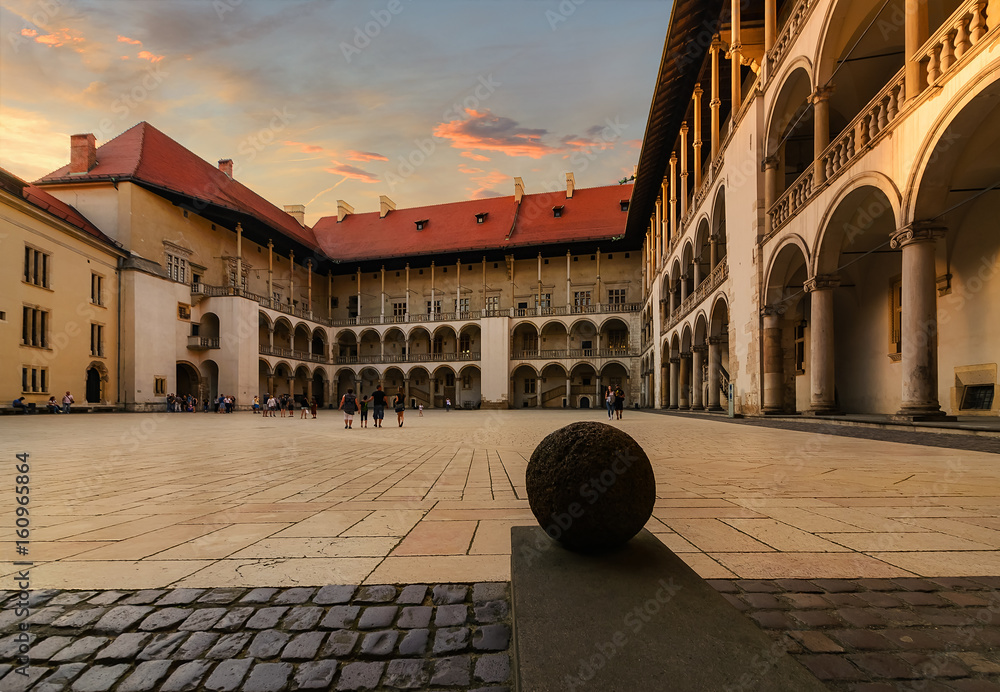 Fototapeta premium The inner courtyard of the Wawel Castle in Krakow, Poland. Renaissance. Europe.