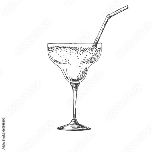 Hand drawn cocktail isolated on white background. Vector illustration of a sketch style.