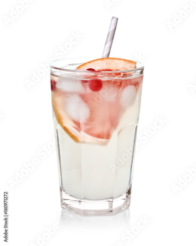 Wallpaper Mural Tasty refreshing lemonade with grapefruit in glass on white background Torontodigital.ca