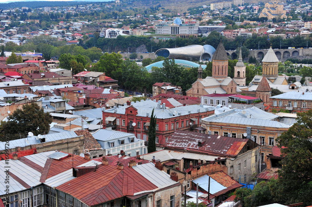 Top view of Tbilisi city centre