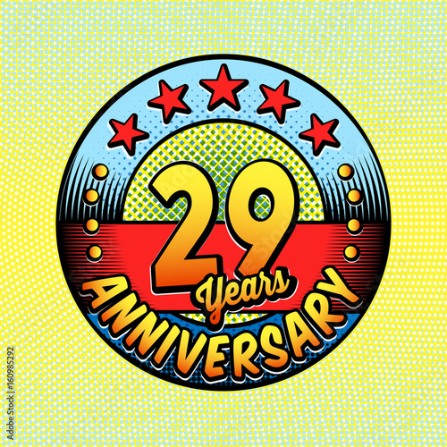 29th anniversary logo. Vector and illustrations. Comics anniversary logo.
