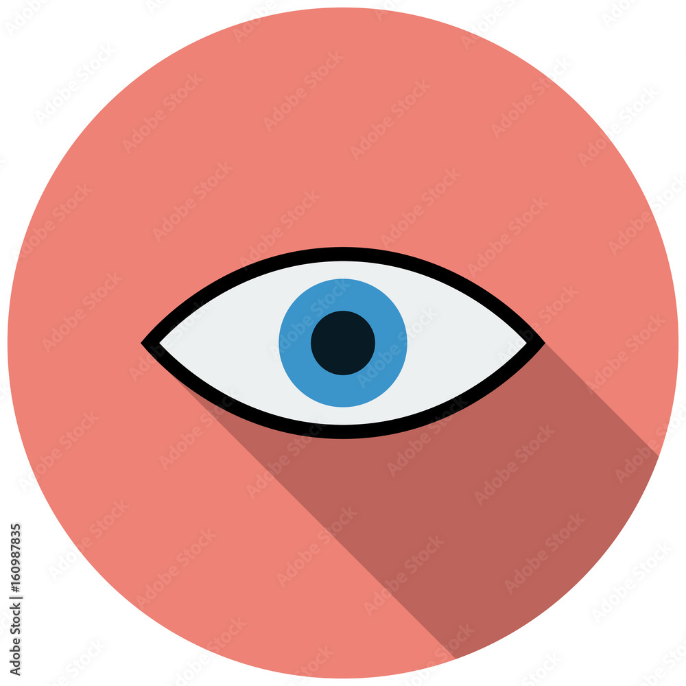 eye in flat style icon with shadow. Vector illustration. eye in flat style icon with shadow. Vector illustration.