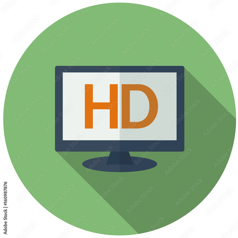 MONITOR HD in flat style icon with shadow. Vector illustration. MONITOR HD in flat style icon with shadow. Vector illustration.