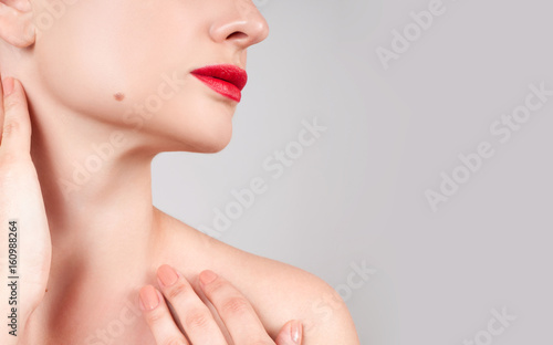 Beautiful woman neck with clean fresh skin