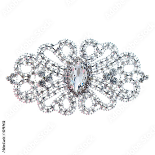 Photo crystal brooch isolated on white background