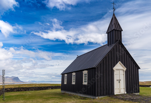 Black church known as Budakirkja in Budir, Iceland