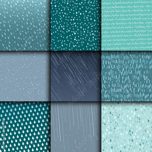 Seamless colorful rain drops pattern background vector water blue nature raindrop abstract illustration