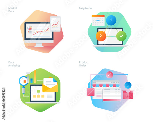 Material design icons set for business, management, marketing, e-commerce and shopping. UI/UX kit for web design, applications, mobile interface, infographics and print design