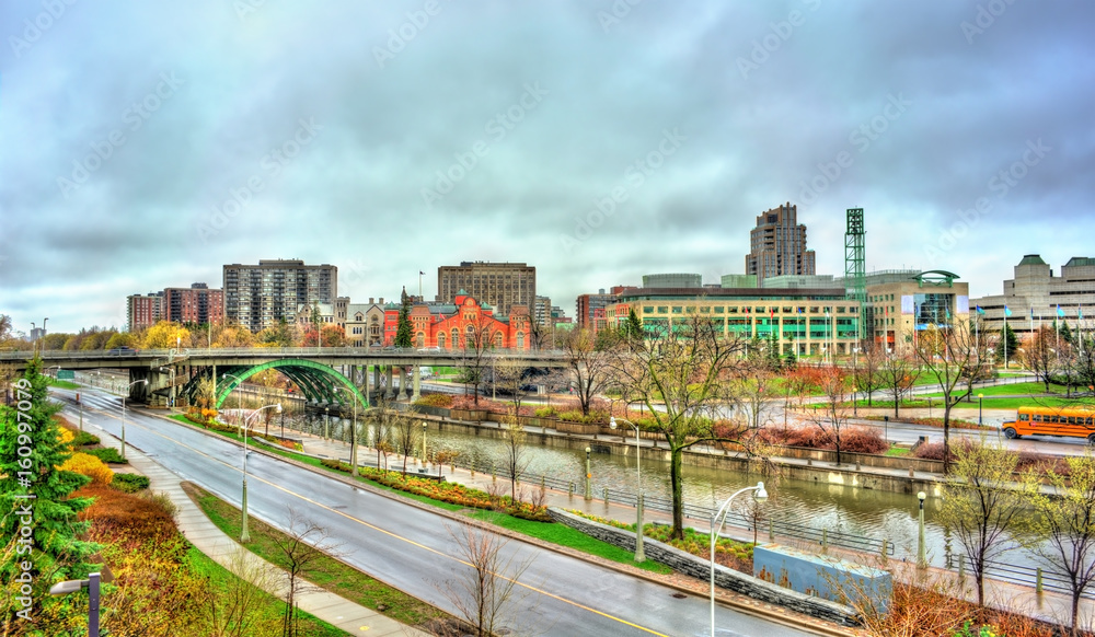 Cityscape of Ottawa with the Rideau Canal in Canada Cityscape of Ottawa with the Rideau Canal in Canada