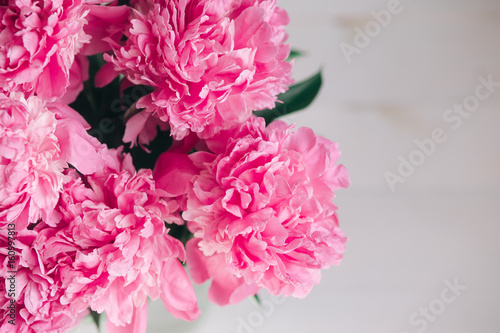 Beautiful bouquet of pink peonies. Flowers background