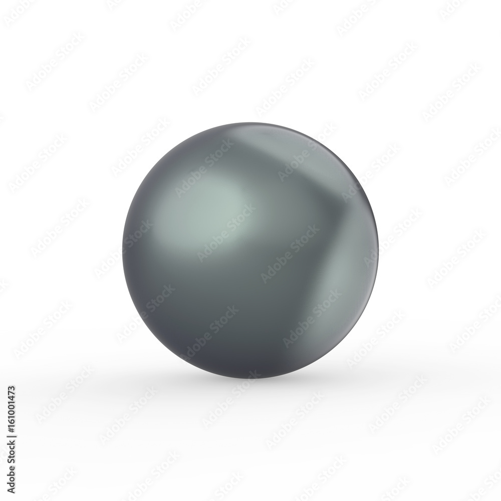 Obraz premium 3D illustration green black pearl with a shadow on a white background