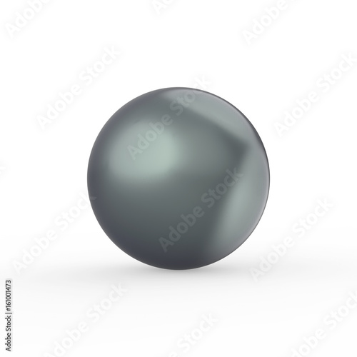 3D illustration green black pearl with a shadow on a white background