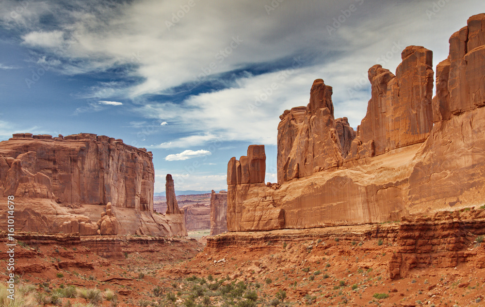 Amazing Park Avenue sandstone rock formations in Arches National Park