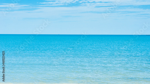 Blue and bright open sea with clear sky in summer
