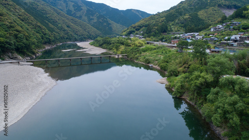 岩間沈下橋（高知県四万十川）　空撮 photo