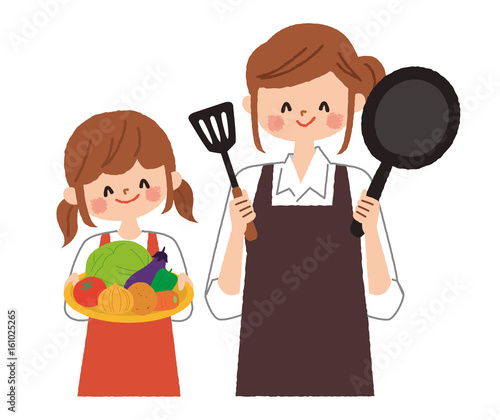 親子　料理　イラスト