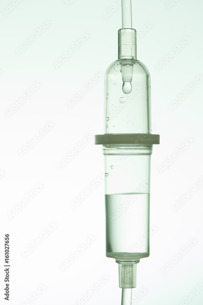 Close up shot of saline solution drop Close up shot of saline solution drop