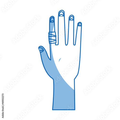 human hand with finger bandage medical vector illustration