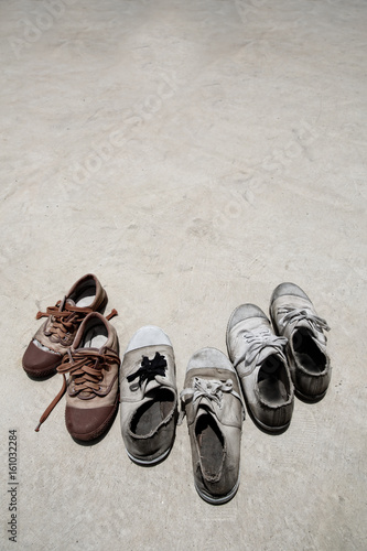 Group of old shoes