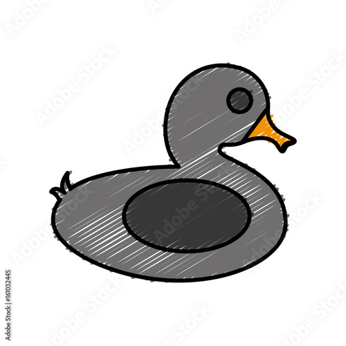float in duck shape icon over white background vector illustraiton