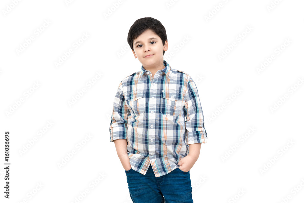 Handsome cute Asian boy posing on white background Handsome cute Asian boy posing on white background