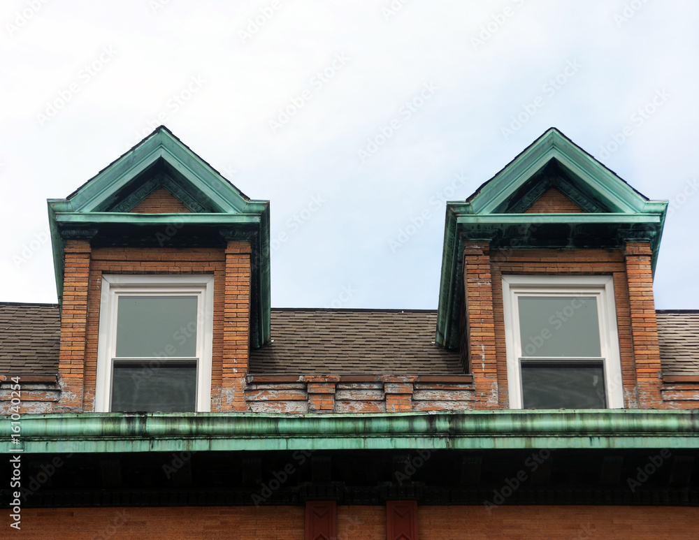 Peaked roof of old wooden house Peaked roof of old wooden house