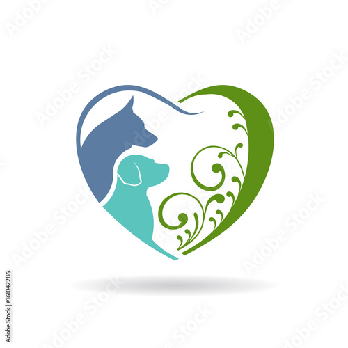 Dog love heart logo. Vector graphic design